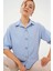 Kadın BDART Düğme Kapamalı Oversize Krep Gömlek Blue 7
