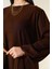 Kadın BDART Dokulu Uzun Kollu Tunik ve Geniş Paça Pantolon Seti Kahverengi 3