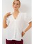 Kadın BDART Dokulu V Yaka Bluz White 7