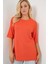 Kadın BDART Dokulu Uzun Kol Yaka Tişört Parlak Turuncu 11