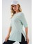 Kadın BDART Dokulu Uzun Kol Yaka Tişört Nane Yeşili 8