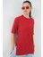 Kadın BDART Dokulu Uzun Kol Yaka Tişört Red 7