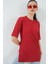 Kadın BDART Dokulu Uzun Kol Yaka Tişört Red 8