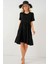 Kadın BDART Kemerli, Düğme Detaylı, Kısa Kollu Mini Elbise Black 8