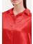 Kadın BDART Düğmeli Oversize Saten Gömlek Kırmızı 6