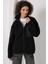Kadın BDART Cep Detaylı Oversize Peluş Ceket Siyah 9