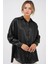Kadın BDART Düğmeli Oversize Saten Gömlek Black 5