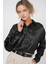 Kadın BDART Düğmeli Oversize Saten Gömlek Black 6