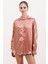 Kadın BDART Düğmeli Oversize Saten Gömlek Deve Kahvesi 6