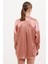 Kadın BDART Düğmeli Oversize Saten Gömlek Deve Kahvesi 8