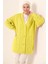 Kadın BDART Düğmeli Doku Yassı V Yaka Hırka Limon Sarısı 2
