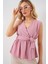 Kadın BDART V Yaka Bağlama Yaylı Bluz Pink 7