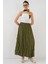 Kadın BDART Astarlı Dokulu Maxi Etek Haki Yeşil 9