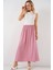 Kadın BDART Çekmece Bel Detaylı Dokulu Maxi Etek Toz Pembe 7