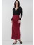 Kadın BDART Kaplamalı Fitted Midi Jersey Etek Bordo Kırmızı 6