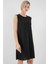 Kadın BDART Bol Kesim Midi Elbise, Düz Yakalı Siyah 7