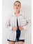 Kadın BDART Cep Detaylı Oversize Çizgili Pamuklu Gömlek White 7
