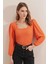 Kadın BDART Dokulu Kare Yaka Uzun Kollu Bluz Orange 11
