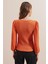 Kadın BDART Dokulu Kare Yaka Uzun Kollu Bluz Orange 12