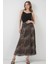 Kadın BDART Astarlı Desenli Maxi Etek Natural 6
