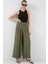 Kadın BDART Plise Detaylı Geniş Paça Krep Pantolon Haki Yeşil 8