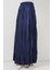 Kadın BDART Beli Lastikli Dokulu Saten Maxi Etek Lacivert 8