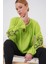 Kadın BDART Bağcık Kapatmalı Nakışlı Yuvarlak Yaka Bluz Green 6