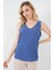 Kadın BDART Dokulu V Yaka Kolsuz Bluz Gök Mavisi 9