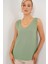 Kadın BDART Dokulu V Yaka Kolsuz Bluz Green 10