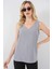 Kadın BDART Dokulu V Yaka Kolsuz Bluz Gri 10