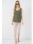 Kadın BDART Dokulu V Yaka Kolsuz Bluz Haki Yeşil 9