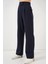 Kadın BDART Kemerli Yüksek Bel Geniş Paça Pantolon Lacivert 9