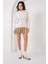 Kadın BDART Ponponlu Kapüşonlu Oversized Sweatshirt Beyaz 6