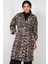Kadın Bdart Desenli Polyester Trençkot, Şal Yaka Mocha Kahvesi 5