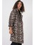 Kadın Bdart Desenli Polyester Trençkot, Şal Yaka Mocha Kahvesi 8