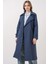 Kadın BDART Cepli Çift Düğmeli Uzun Trençkot Lacivert 5