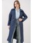 Kadın BDART Cepli Çift Düğmeli Uzun Trençkot Lacivert 7