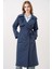 Kadın BDART Cepli Çift Düğmeli Uzun Trençkot Lacivert 8