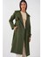 Kadın BDART Cepli Çift Düğmeli Uzun Trençkot Haki Yeşil 5