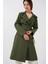 Kadın BDART Cepli Çift Düğmeli Uzun Trençkot Haki Yeşil 8