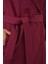 Kadın BDART Desenli Polyester Trençkot, Şal Yaka Bordo Kırmızı 11