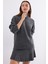 Kadın BDART Dokulu Oversize Yüksek Yaka Örme Takım Kömür Grisi 10