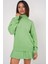 Kadın BDART Dokulu Oversize Yüksek Yaka Örme Takım Yeşil 6