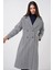 Kadın BDART Oversize Çift Düğmeli Herringbone Palto Lacivert 6