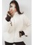 Kadın BDART Kalın Peluş Yapay Kürk Ceket Yaka Manto White 6