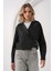 Kadın BDART Kısa Dar Polyester Trençkot Gömlek Yaka Black 5