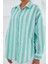 Kadın BDART Çizgili Geniş Kesim Düğmeli Gömlek Green 8