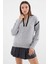 Kadın BDART Oversized Fermuarlı Yaka Triko Kazak Gri 6
