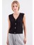 Kadın BDART Düğmeli Kısa V Yakalı Dokulu Yelek Black 7