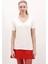 Kadın BDART Oversize V Yaka Örme Tişört White 6
